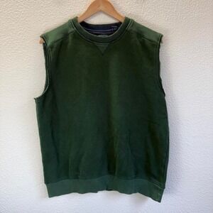 ARROW Mens Green Sleeveless Sweatshirt Vest Crewneck Casual Size Small